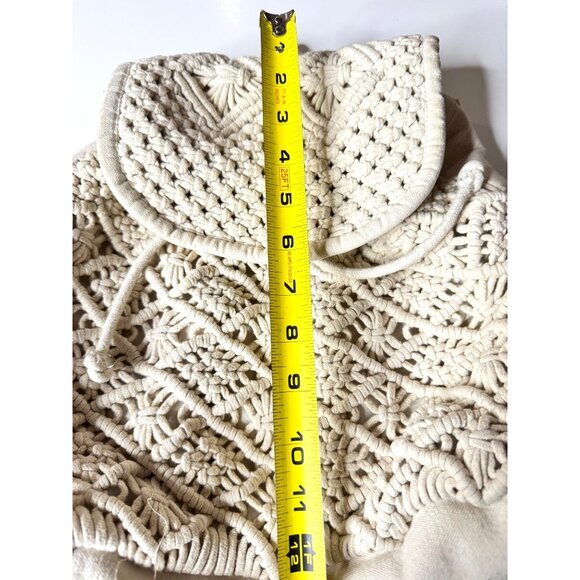 Handwoven Cream Boho Macrame Mini Backpack W/Adjust. Straps & Drawstring Closure main image 4